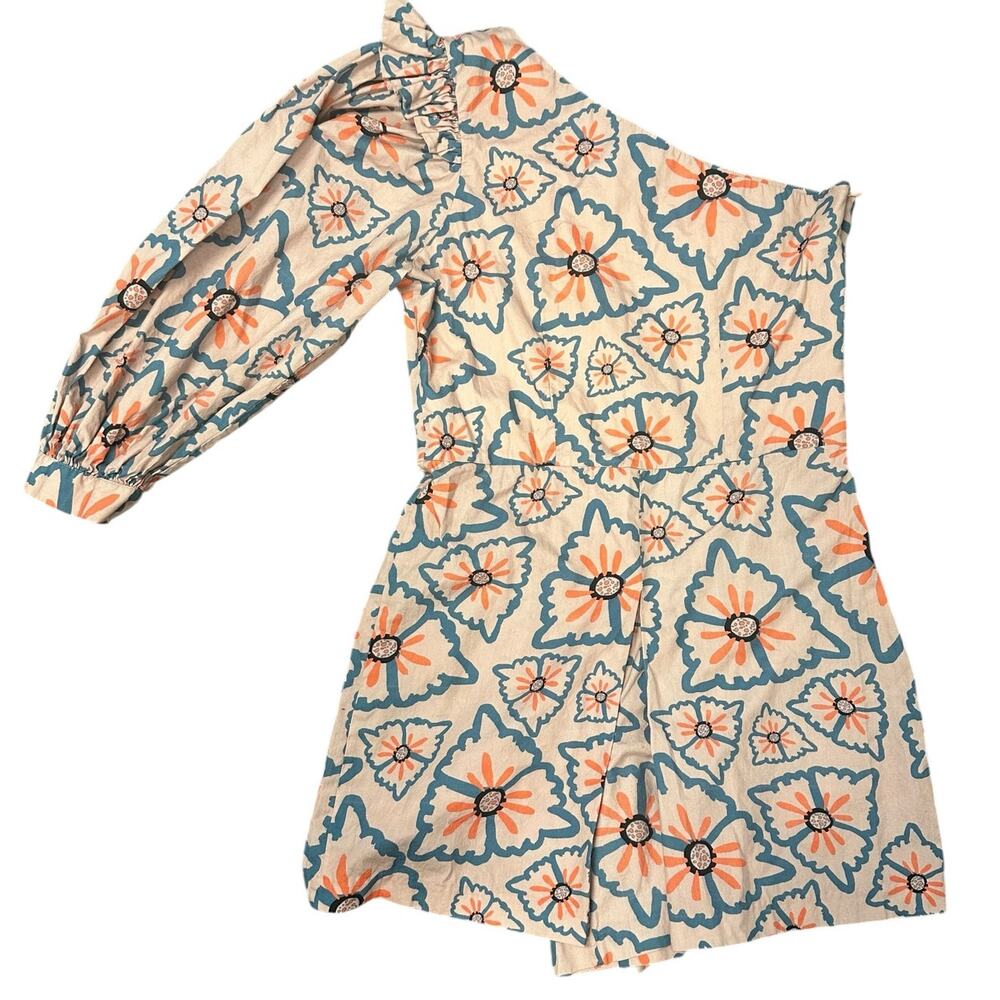Atelier 1756 x‎ Anthropologie Pastel Pink Nadia Ruffle Floral One-Sleeve Romper